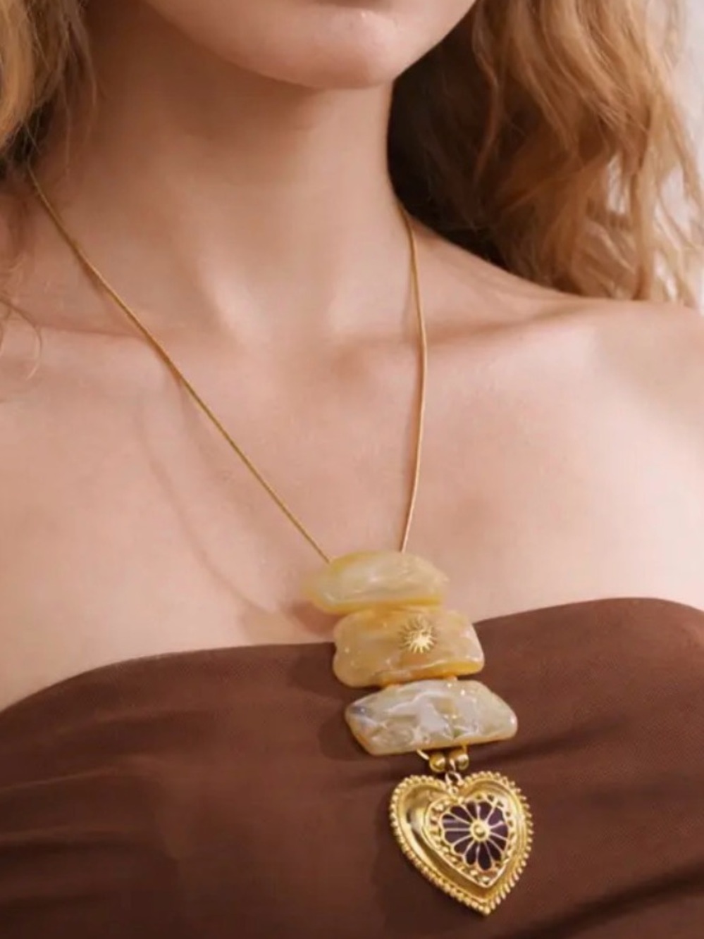 Heart Geometric Statement Necklace (7565)